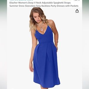 Blue Occasion  Full Skirted Strappy  Dress  New  Size 8/10